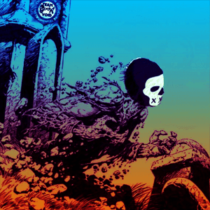 Comic style image of El Muerto rising from the grave