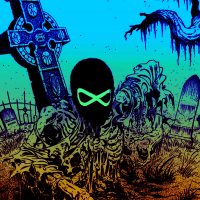 Comic style image of Infinity rising from the grave